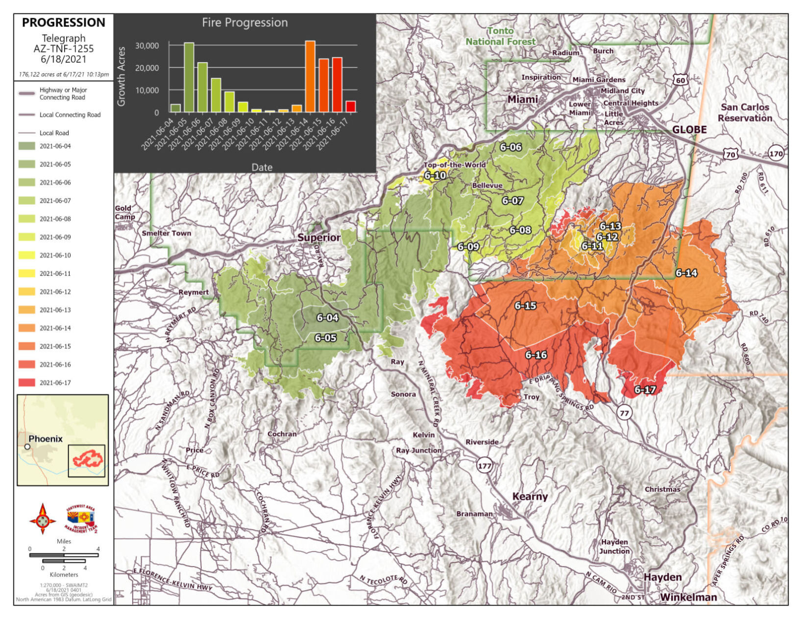 Telegraph fire map 6/18/21